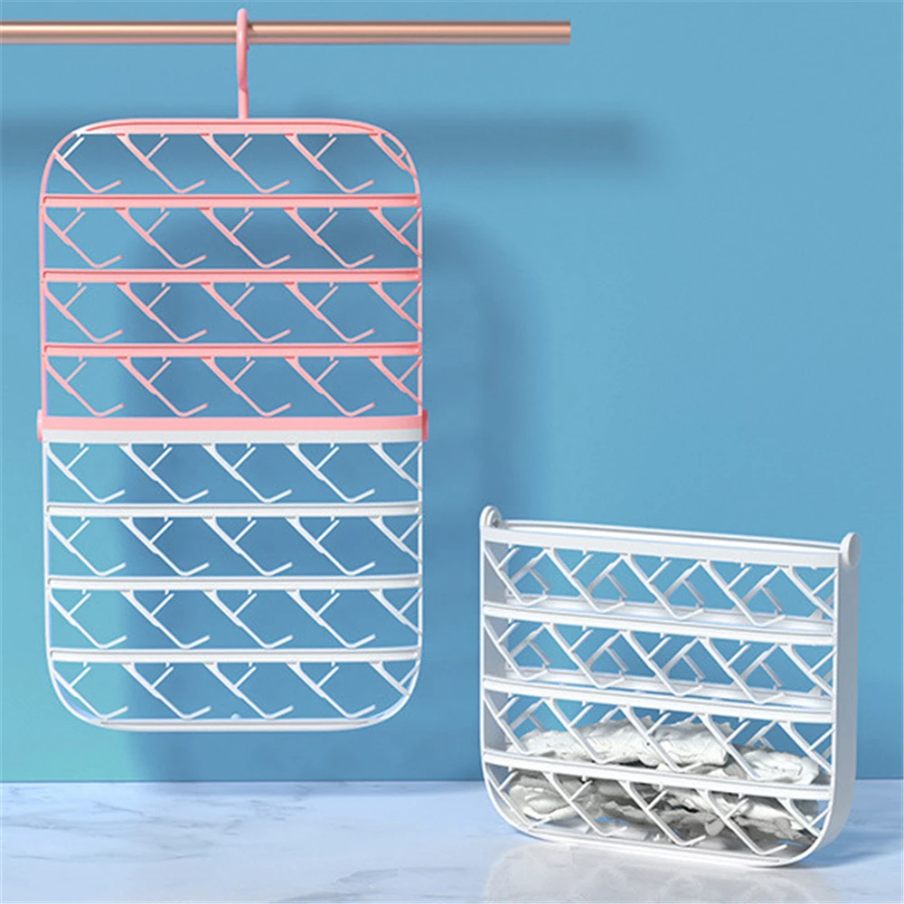 

Складная корзина для носков, сушка, многофункциональный крючок, настенная Регулируемая Вешалка, крючки, компактная Полка Для Хранения нижн...