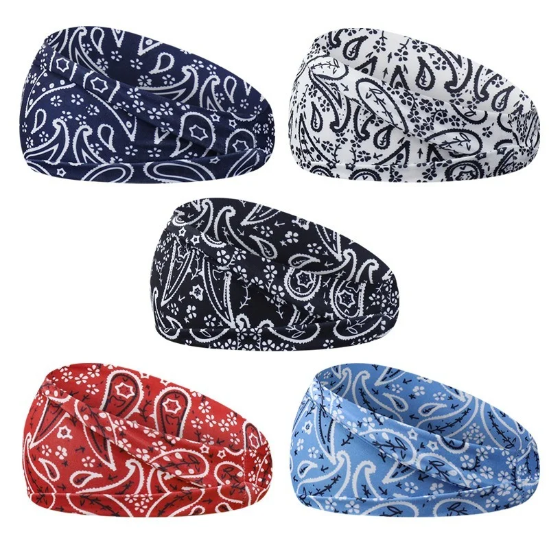 

Summer Boho Hijab Elastic Headband Yoga Sports Cotton Headband for Women Headwear Print Vintage Cross Hair Tie