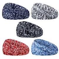 summer boho hijab elastic headband yoga sports cotton headband for women headwear print vintage cross hair tie