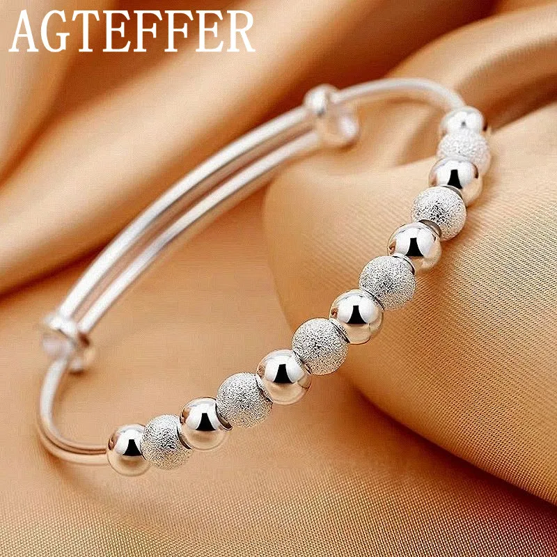 

AGTEFFER Charms 925 Sterling Silver Luxury Beads Bracelets Bangles Cute For Women Fashion Party Wedding Jewelry Adjustable