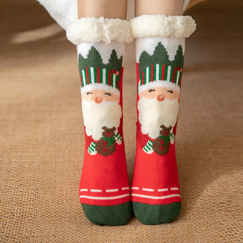 Christmas Socks For Women Winter Snow Thick Warm Sock Plush Coral Cashmere Home Sleeping Socks Carpet Sock Leg Warmer Stockings