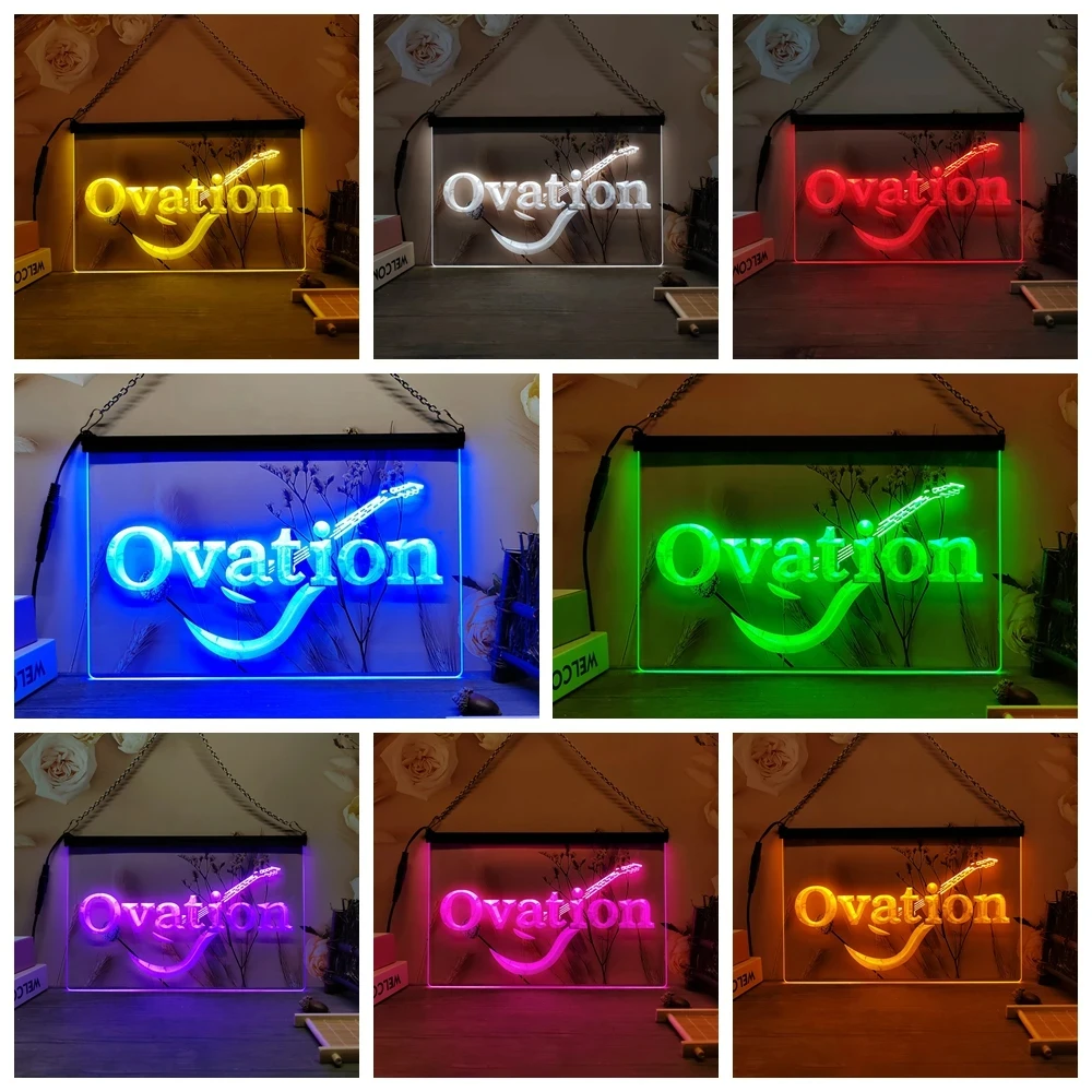 Гитары Ovation акустическая музыка светодиодная неоновая вывеска-3D настенное
