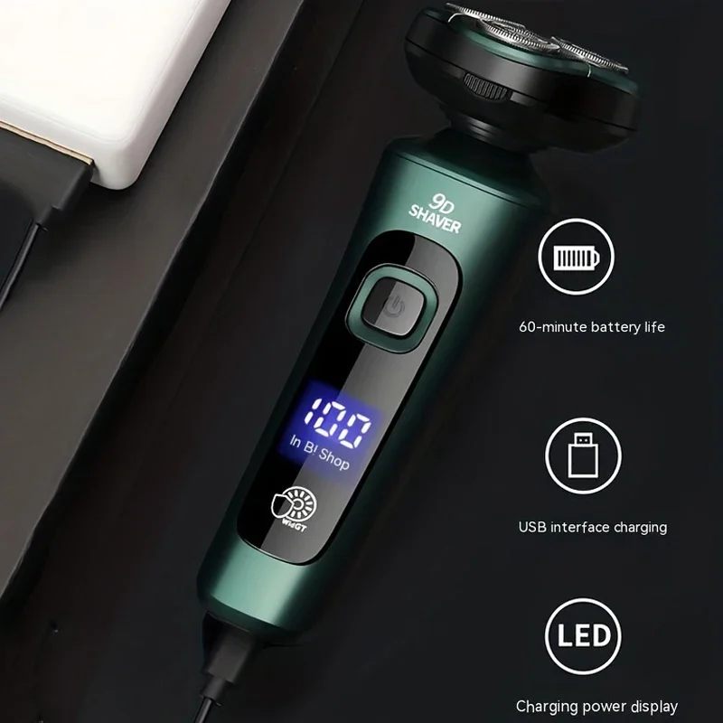 Фото Новая электробритва Xiaomi со светодиодным цифровым дисплеем, плавающая бритва с тремя головками, USB перезаряжаемый многофункциональный нож для мытья бороды №2