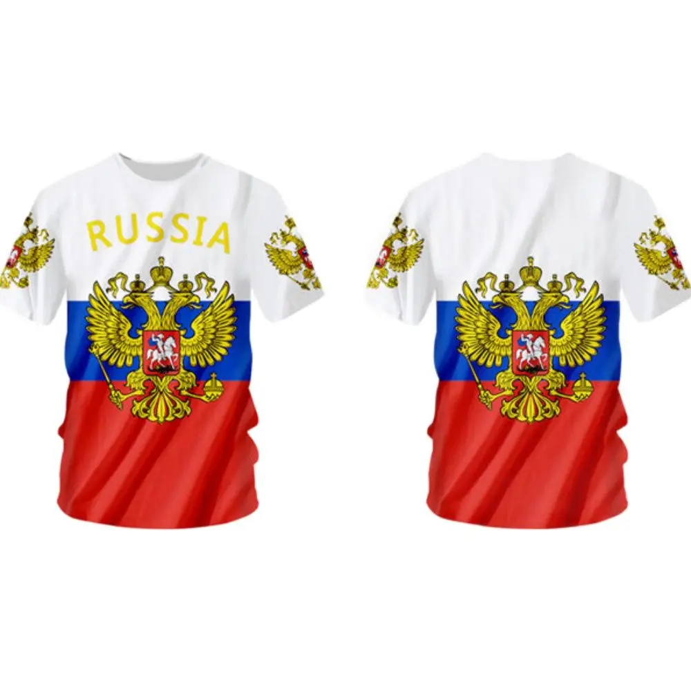 

2023 Russian Flag T-shirt Russian Coat of Arms Flag 3d Print Streetwear Men's Women's Fashion Crewneck T-shirt Harajuku T-shirt
