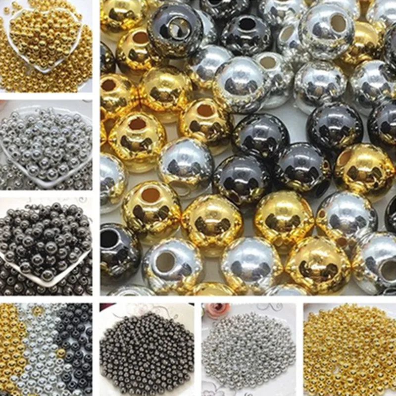 

8mm*50 Gold/silver/black Round Beads Cuffs Long Hair Beads Woven Hair Accessories Bracelet Beads DIY Jewelry Accessories