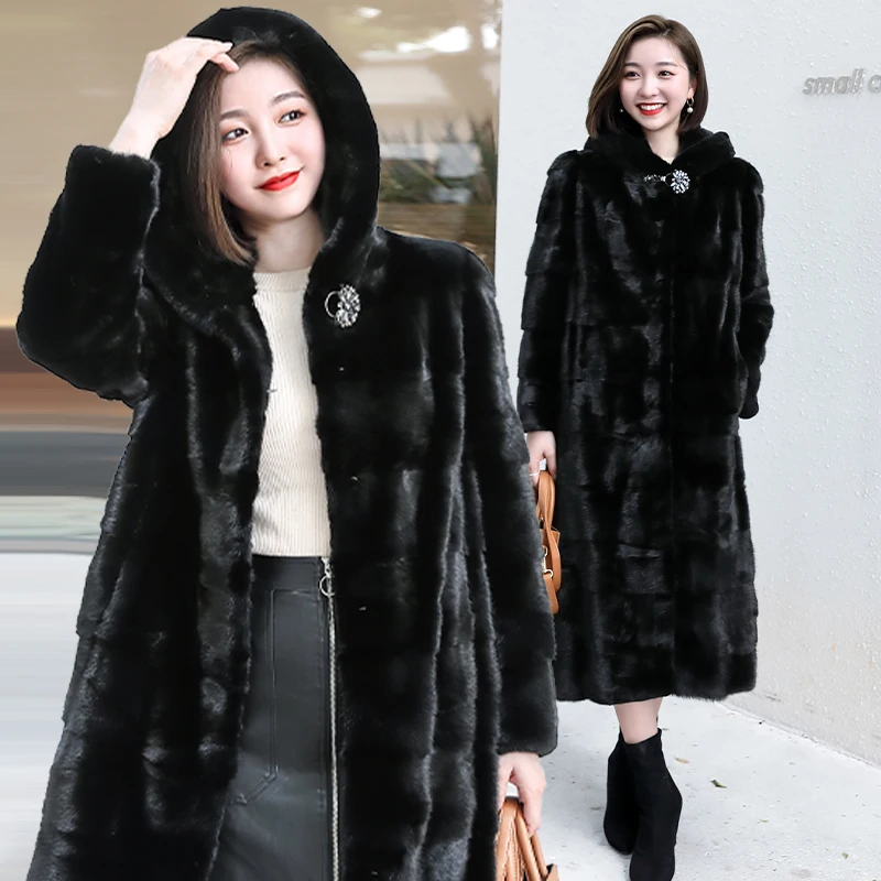 Best Women's Winter Coats 2022 Winter Women's Cold Coat Fur Mink Fur Thick Winter High Street Other Slim Real Fur Long Coat enlarge