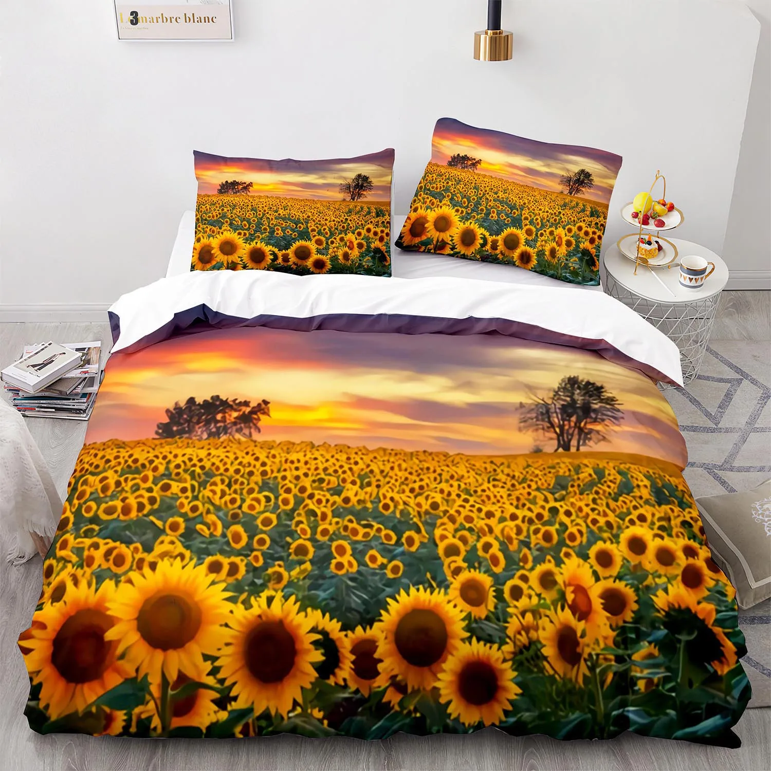 

sunflower Bedding Set Single Twin Full Queen Sun flower Bed Set Aldult Kid Bedroom Duvetcover Sets 3D Print King Size