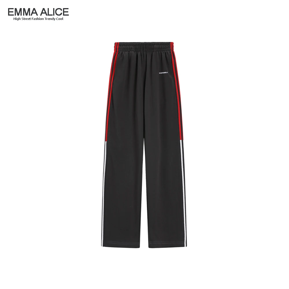 

High Street American Side Stripe Baggy Sweatpants Woman 2023 Spring Summer New Streetwear Fashion Casual Straight Wide Leg Pants