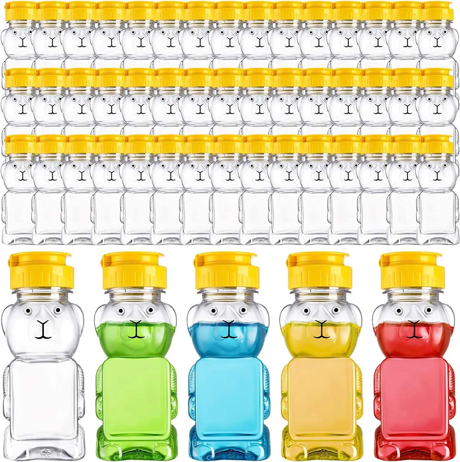 

36Pcs 6oz Plastic Bear Honey Squeeze Bottle with Flip Top Lid Clear Honey Containers Cup Juice Drinking Cup Storing Dispensing
