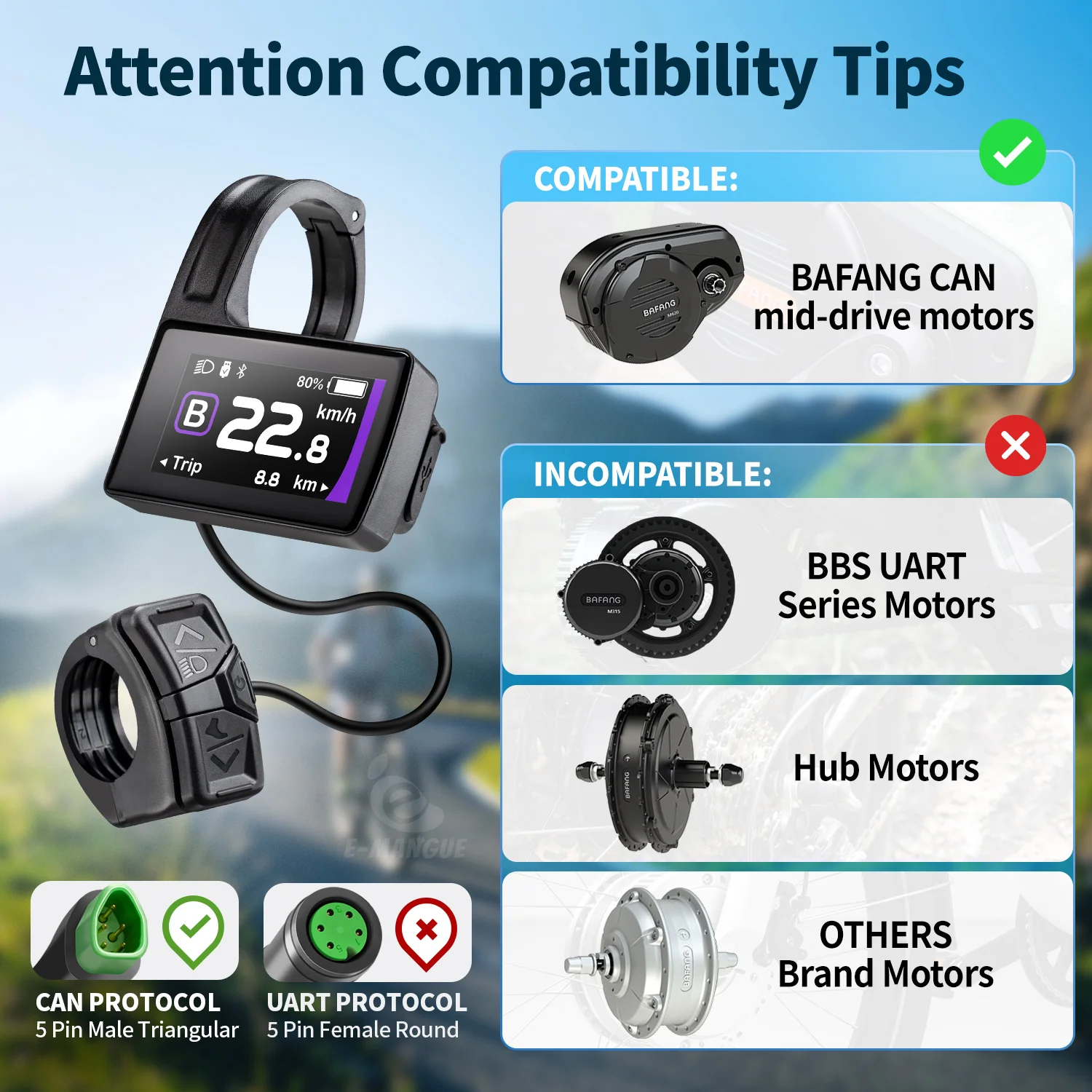 Фото Дисплей Bafang DPC245 с Bluetooth 5.1 и CAN-протоколом, 5-контактный треугольный разъем с портом Type-C для среднемоторных систем Bafang с CAN-протоколом №5