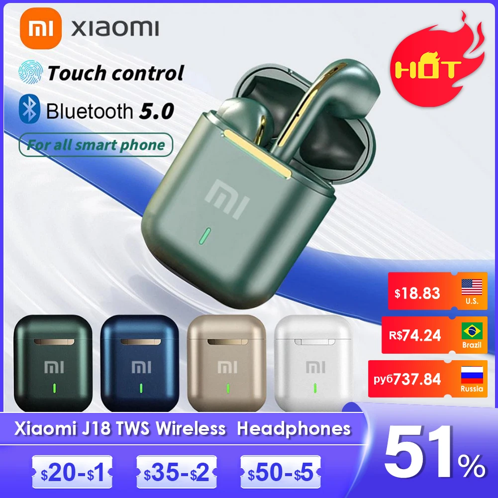 

Оригинальные беспроводные Bluetooth-наушники Xiaomi J18 TWS, IPX5, водонепроницаемые, HIFI-звук, музыка, спортивные наушники, гарнитура, наушники