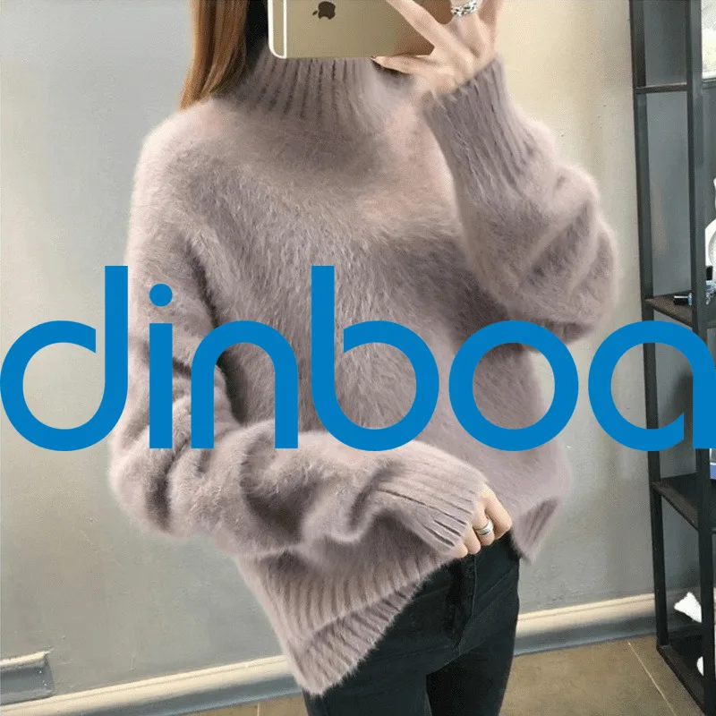 

Thick Winter Sweater Women Warm White Turtleneck Fluffy Women's Jumper Winter Pull Sweaters For Women Knitted Sweater Woman 2021