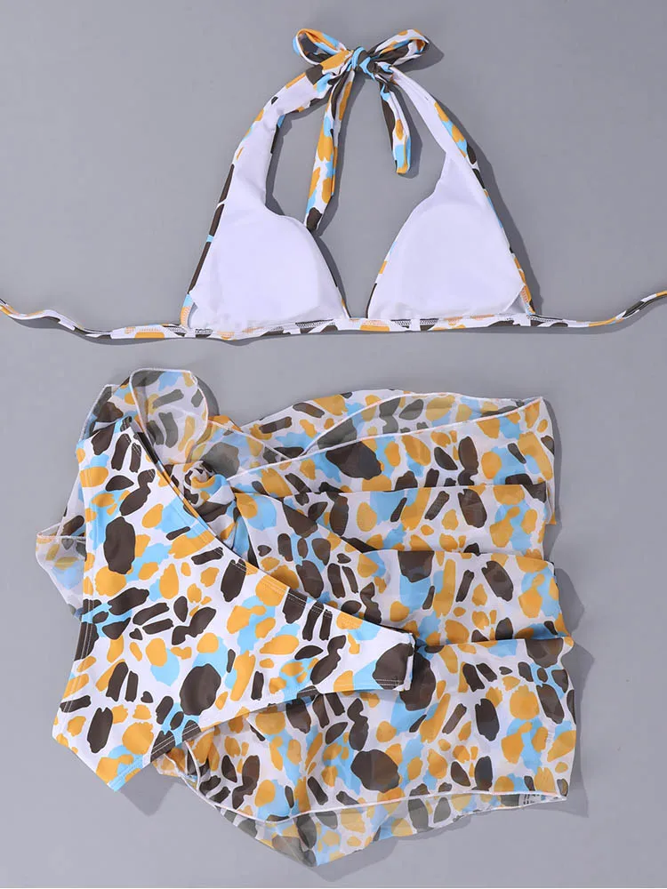 Сексуальный комплект бикини INGAGA из 3 предметов купальник с принтом сплава и юбкой