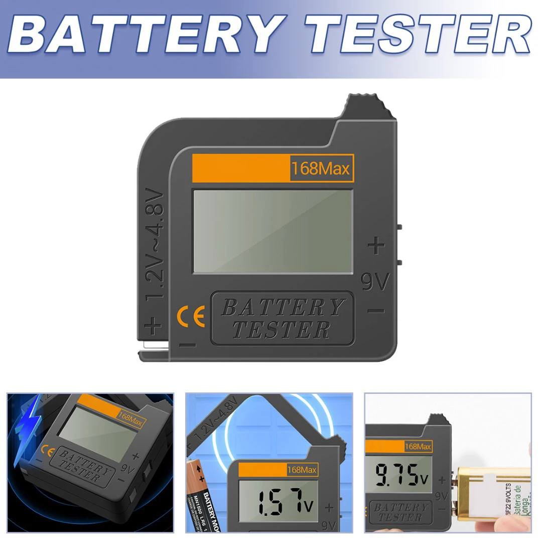 

168Max Digital Lithium Battery Capacity Tester Universal Battery Voltage Testers Checking Capacity Controller Test EA0011818