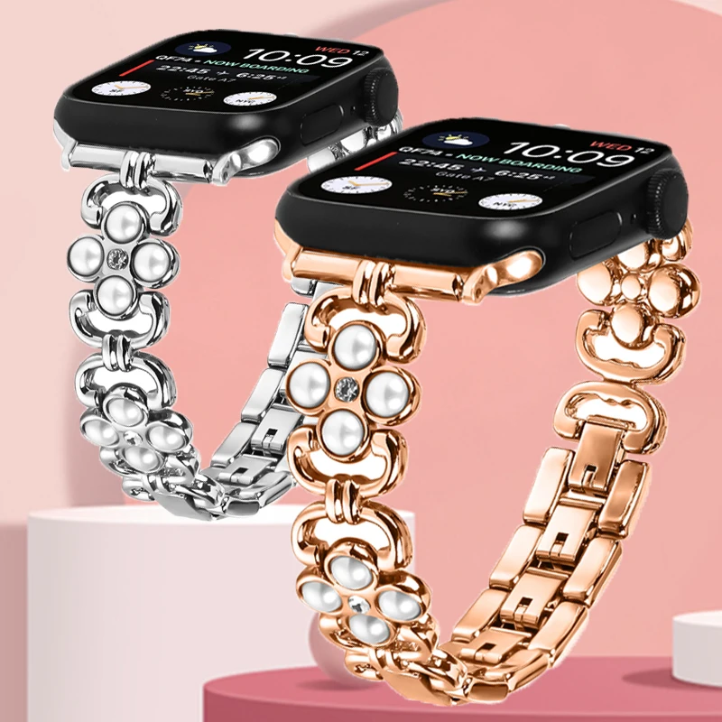 Женский браслет с бриллиантами для Apple Watch Ultra 2 с металлическим ...