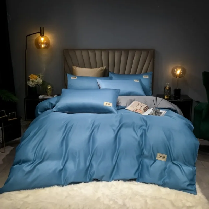 

New Bedding Sets Bedsheets Pillow Case Quilt Cover Luxury Comfort Summer Coolness Double-sided Solid Color Washed Tencel Fabric
