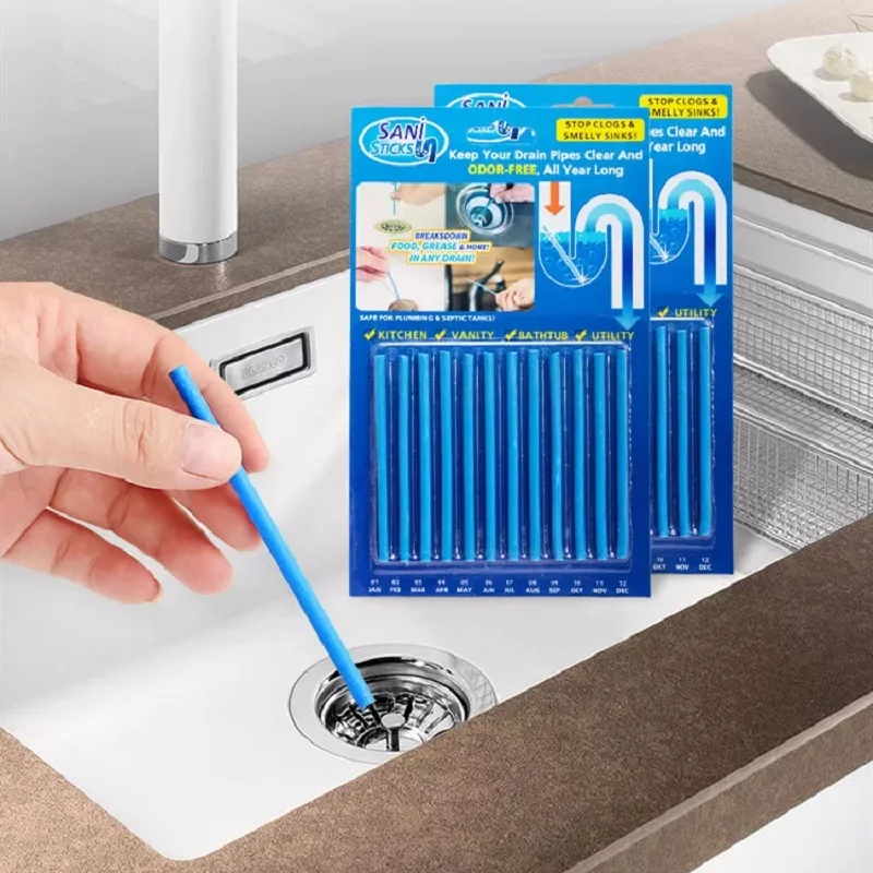 

12Pcs Sewer Dirt Dredging Cleaning Stick Cleaning Pipe Debris Decontamination Drain Cleaner Kitchen Bathroom Kitchen Sink Tools