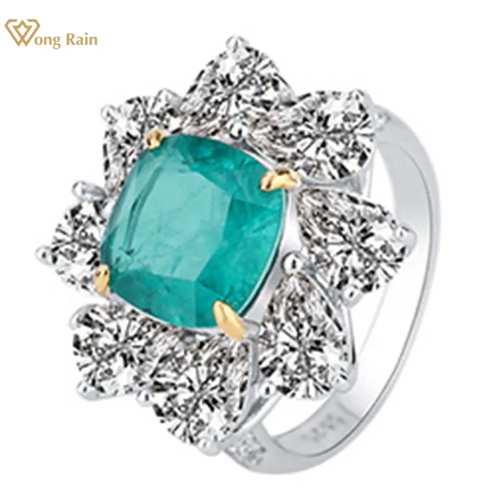 

Wong Rain, богемное серебро 925 пробы, Изумрудный Рубин, высокоуглеродные бриллианты, драгоценный камень, свадебные кольца с цветами, ювелирные у...