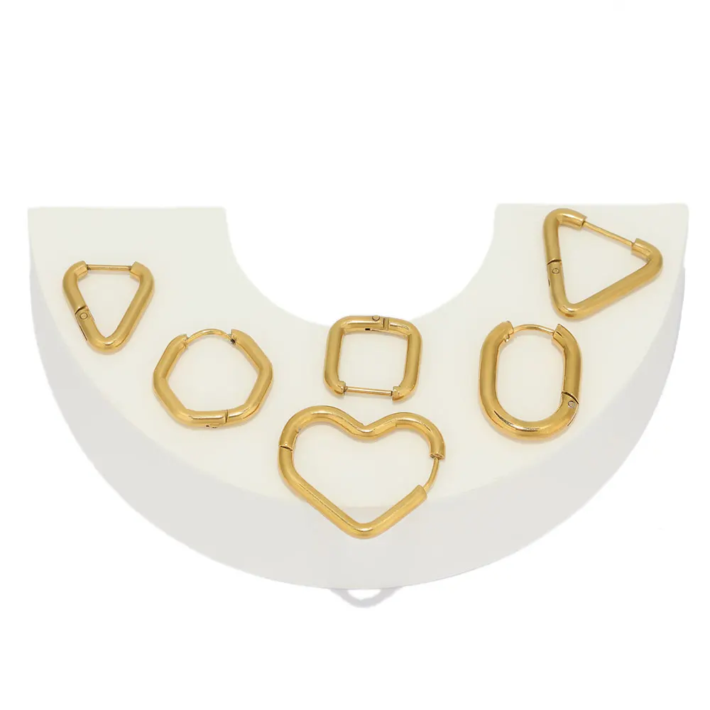 

10pcs 304 Stainless Steel Heart Hoop Earrings Punk Hiphop Earrings Cuffs Clips Jewelry Gifts Fashion Huggie Accessories Supplies