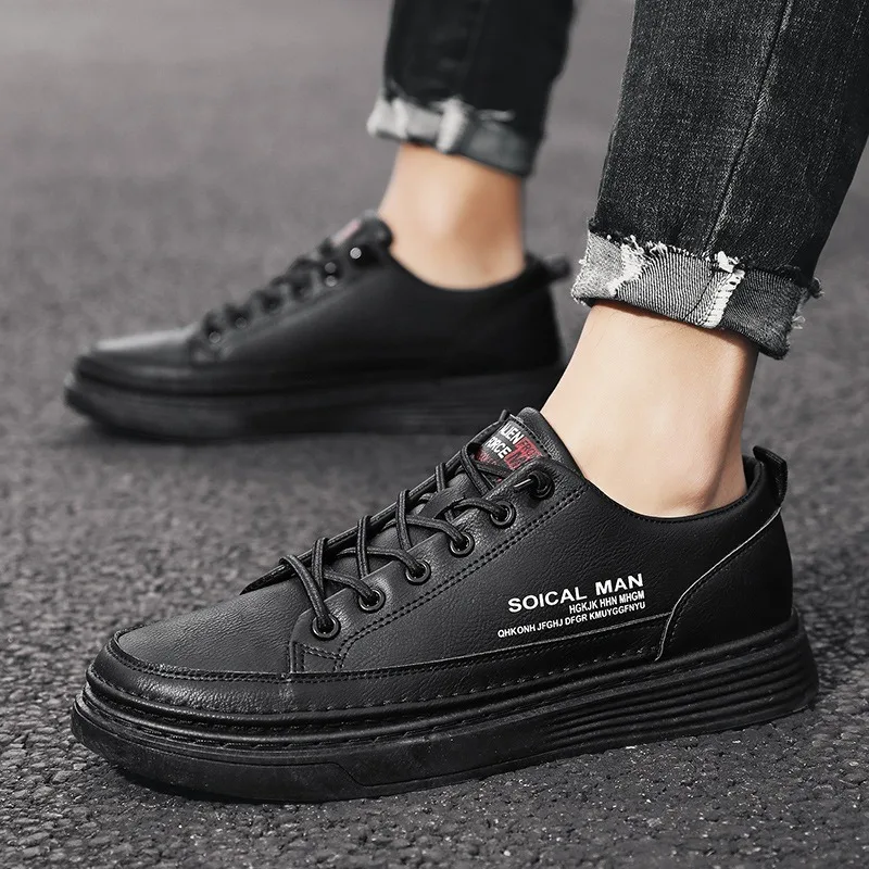 Кроссовки мужские из натуральной кожи Вулканизированная подошва теннисные