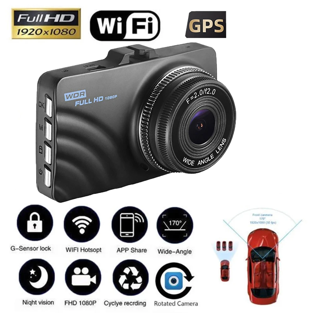 

Car DVR WiFi Dash Cam 3.0 Full HD 1080P Rear View Camera Video Recorder Auto Dashcam Black Box GPS Car Accessories Night Vision