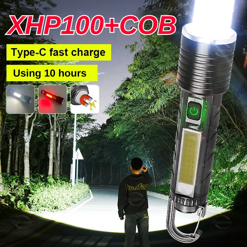 

Multifunctional Portable LED Flashlight USB Rechargeable Work Lights Super Bright Zoom Torch Outdoor Fishing Camping Flashlights