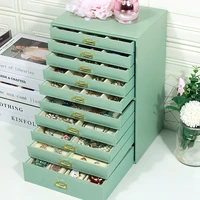 luxury large capacity jewelry storage box organizer for girl wood multi layer 9 grids desktop storage box jewelry drawer gift
