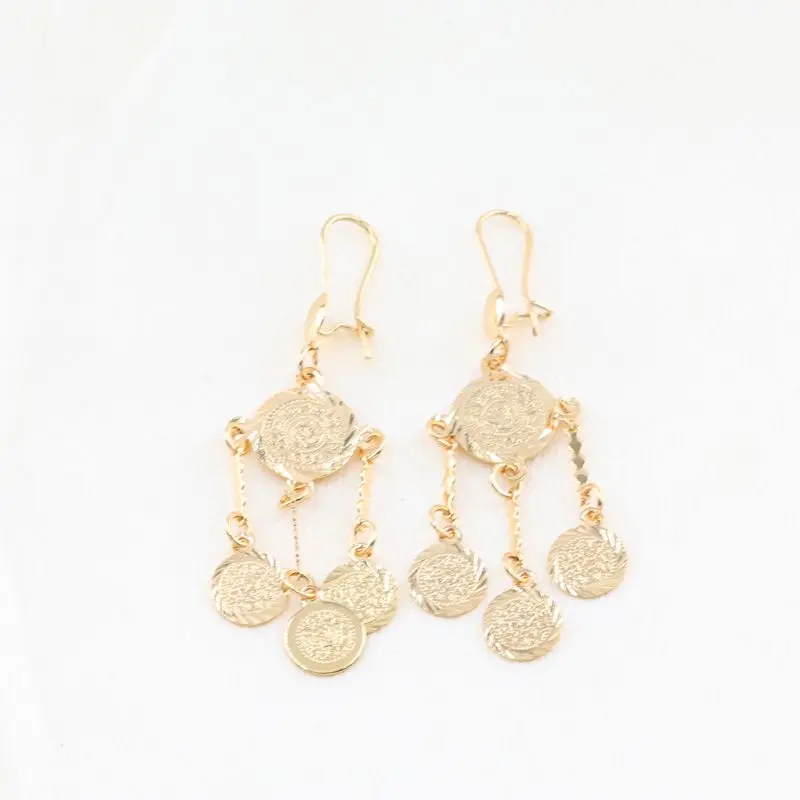 

Middle East Arabian female copper plated long tassel earrings gold locket pendant designs dubai gold jewelry earring