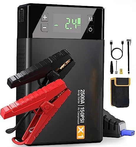 X1 Jump Starter with Air Compressor, 2500A Portable  Booster (Up to 8.5L Gas/6L Diesel Engines) with 150PSI Digital Tire Inflato