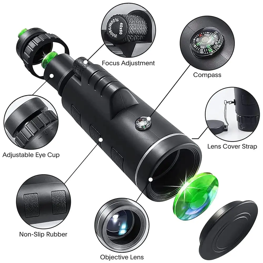 Монокулярный телескоп 40X60 мини мощный для наблюдения за птицами охоты кемпинга