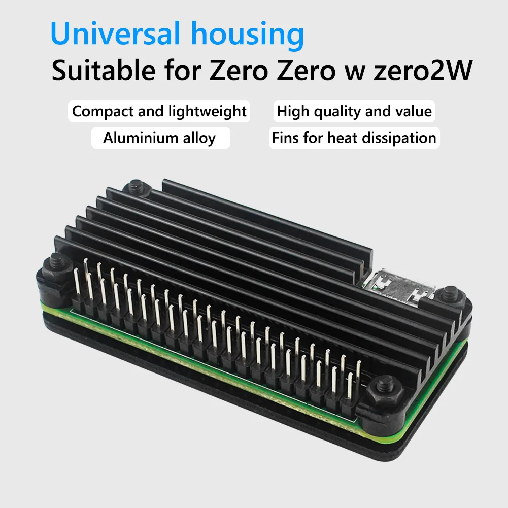 

Raspberry Pi Zero 2 W Aluminum Case CNC Armored Shell with Heatsink GPIO Header Passive Cooling Case for Pi Zero 2 W