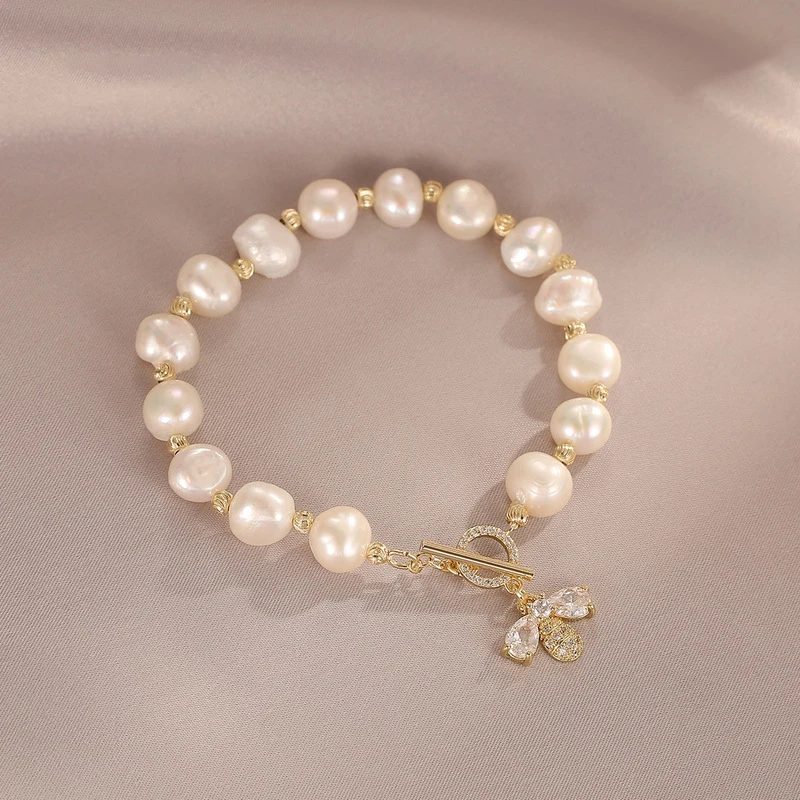 

South Korea Style Elegant INS Simple Animal Bees Freshwater Pearls Bracelets Gift Banquet Party WOMEN'S Jewelry 2021