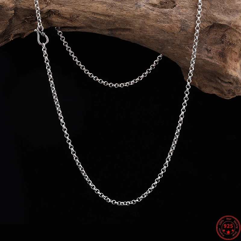 Genuine S925 Sterling Silver Necklaces for Women Men New Fashion Handmade 3mm 3.5mm 4mm O-chain S-buckle  Jewelry Free Shipping