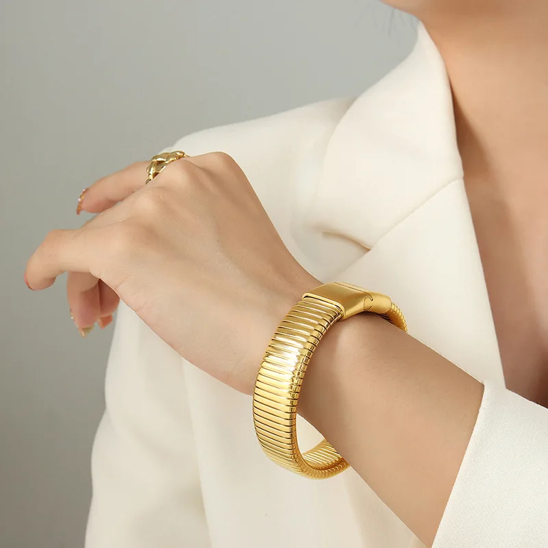 

Personality Stainless Steel Bracelet Punk Hip Hop Bangle Couple Jewelry Fashion Simple Accessories For Women Girls