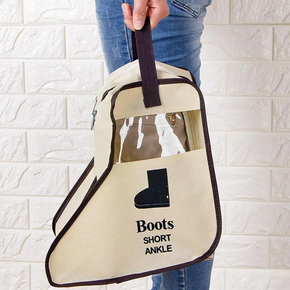 

Long Riding Rain Ankle Boots Leather Shoes Storage Bag Organizer Travel Eco Bag For Boots Black Beige Home Storage Essentia N6o2