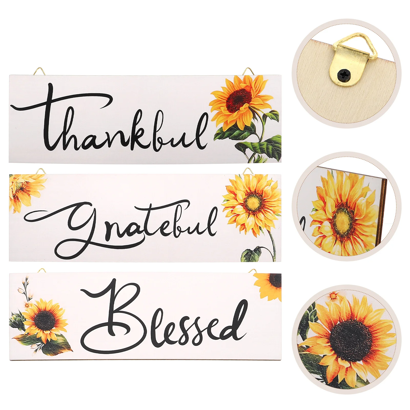 

3Pcs Sunflowers Prints Sign Wall Decor Wooden Warm Wall Hanging for Bathroom Living Room