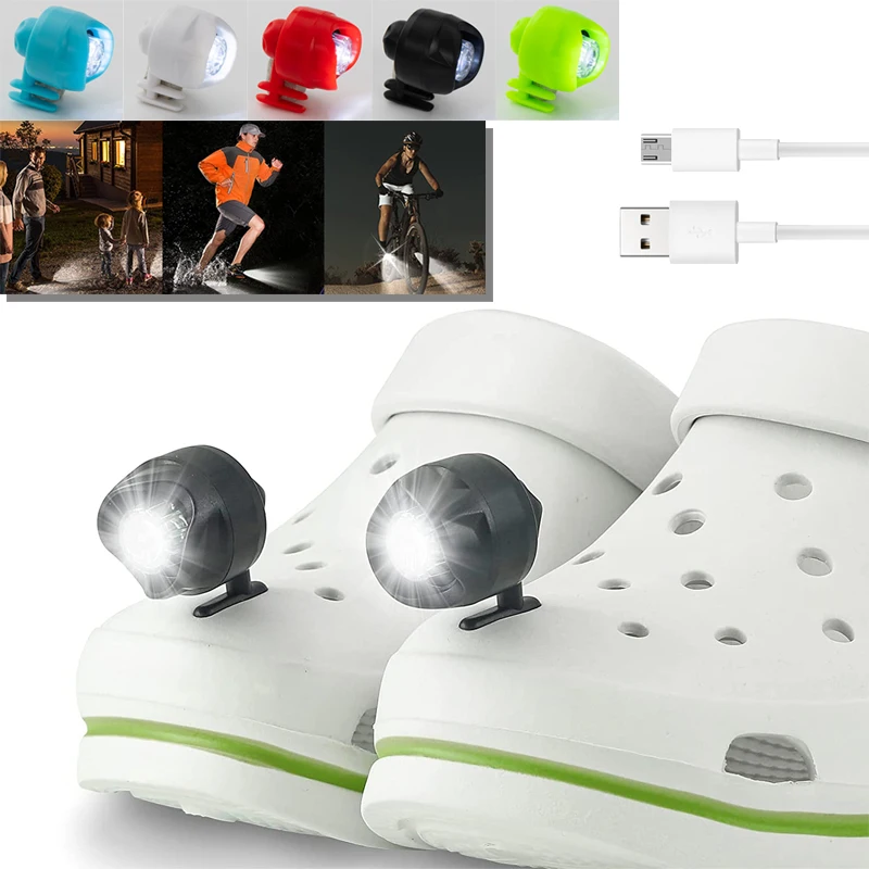 

Shoe Walking Light Lighting Headlight Funny For Croc Night For Outdoor Lights Crocs 1-6pc Running Small Decoration Rechargenable