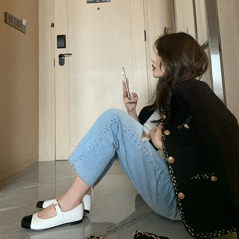 Womencasualshoes Women Low Heels Genuine Leather Solid Color Round  Heel cutchunky Heelbreathable Wearresistant Womenshoes