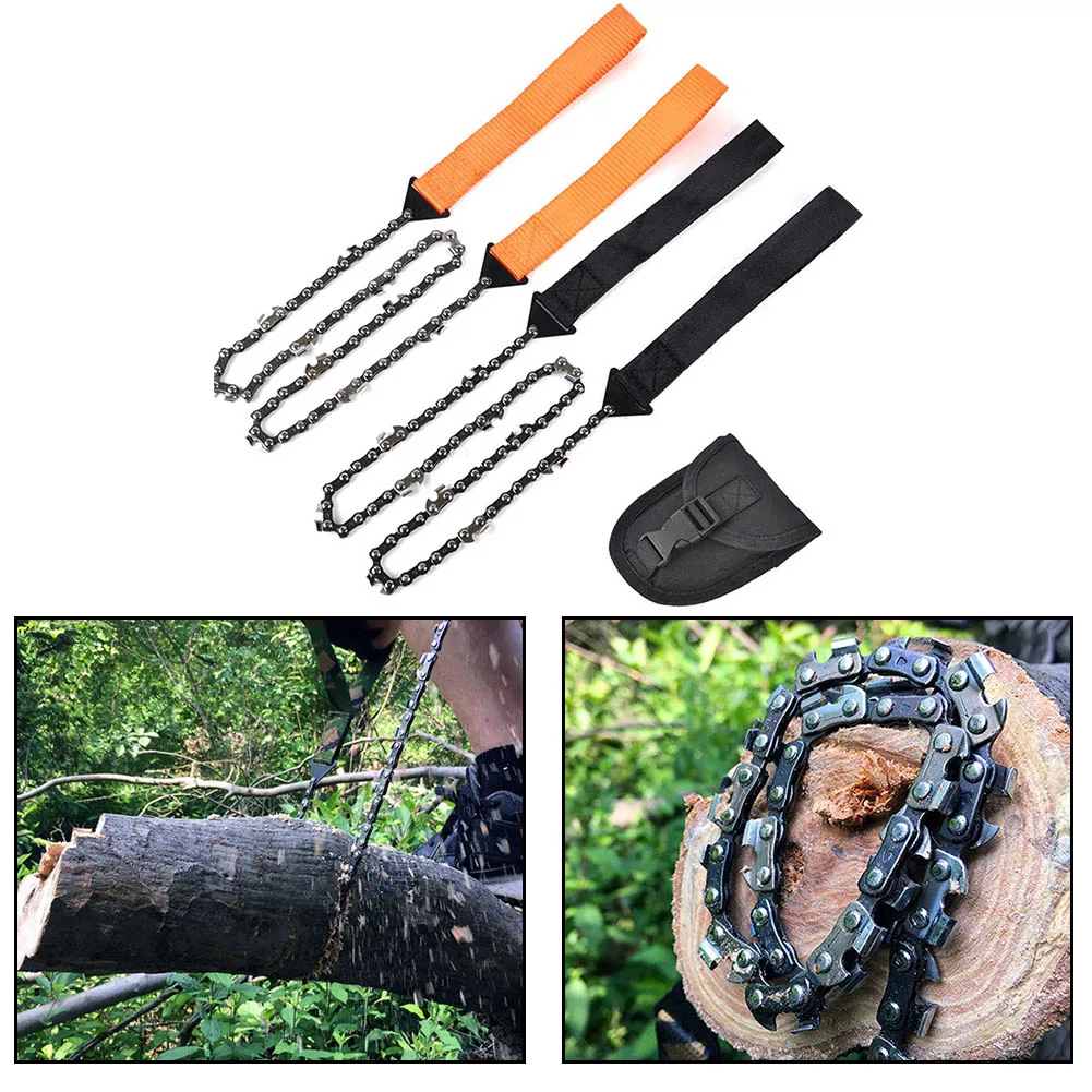 

Outdoor Survival Pocket Chainsaw Heavy-Duty Steel 26" Long Chain Compact Folding for Camping Hiking Traveling