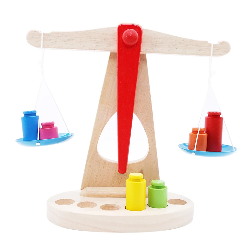 

Small Wooden Balance Scale 6 Weights Montessori Educational Wooden Toys For Children Kids Baby Toys New