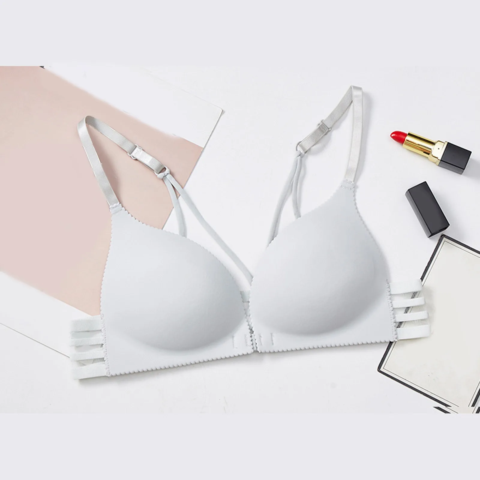 Женский удобный бюстгальтер с боковой грудью красивый пряжкой спереди без