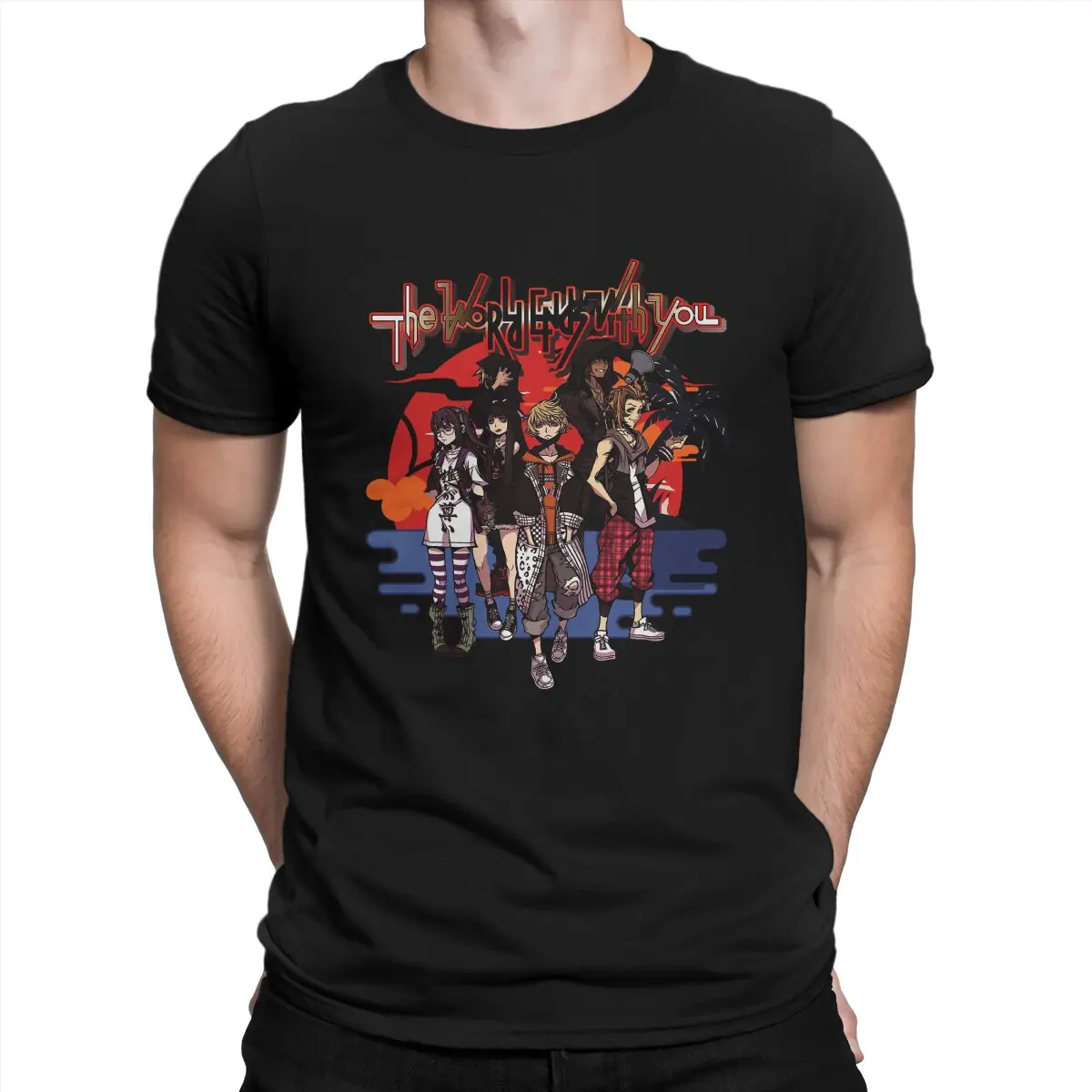

Vintage RETRO Characters T-Shirt for Men O Neck Pure Cotton T Shirts NEO The World Ends With You Game Short Sleeve Tees 4XL 5XL