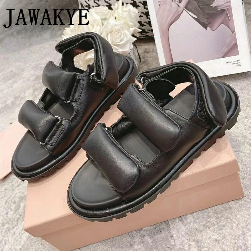 

Popular Brand Flat Leather Sandals For Woman Ladies Flats Mules Holiday Causal Gladiator Dress Shoes Women's Party Sandals mujer