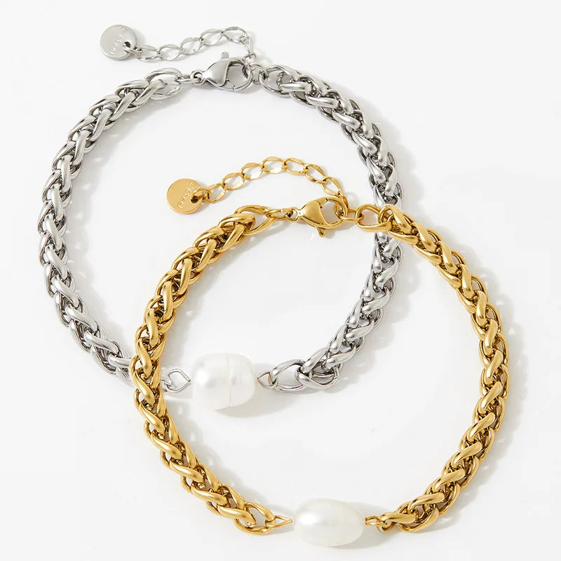 

New Hip Hop Original Keel Classic Chain Pearl Pendant Bracelet Men Womne SimpleStainless Steel Aesthetic Vintage French Jewelry