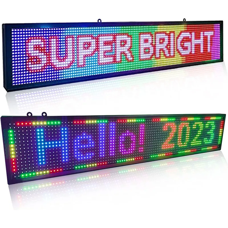 

PH10mm LED Scrolling Sign 40" x 8" Indoor WiFi LED Signs Full Color High Brightness Programmable LED Advertising Displays Board