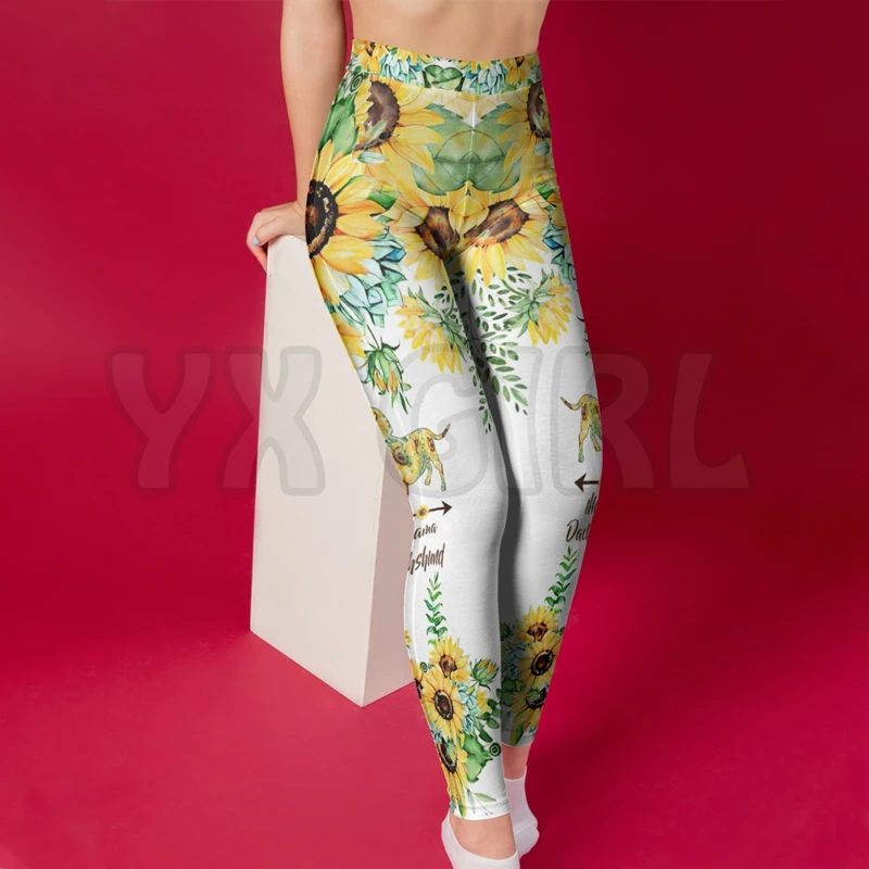 YX GIRL Women's For Girl Sunflower Dog 3D Printed Leggings Sexy Elastic Female Skinny Leggings Gothic Yoga Leggings