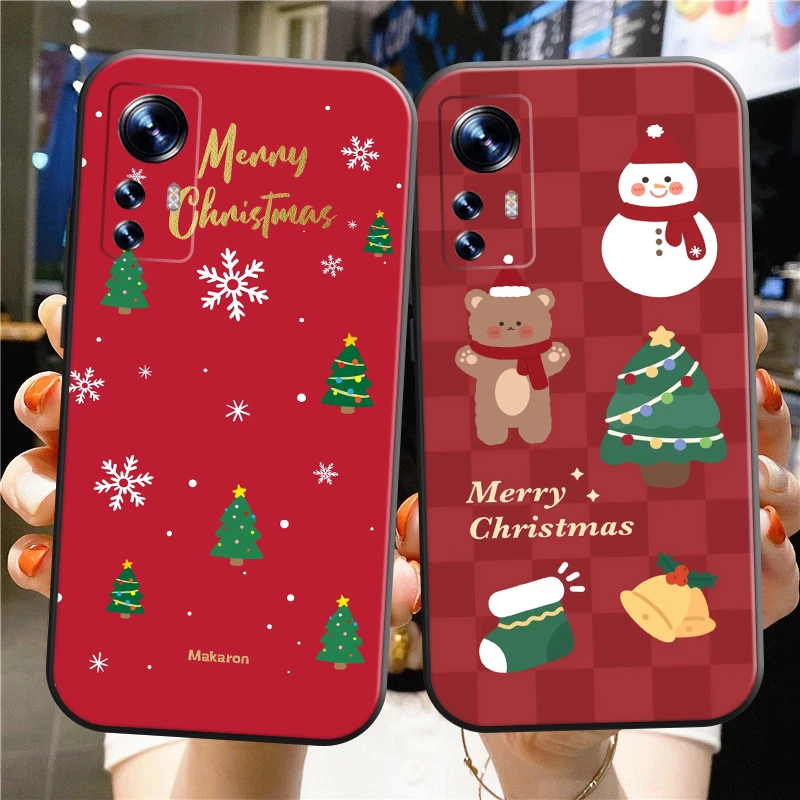 

Christmas Cartoon Gift Phone Case For Xiaomi Mi 11 Lite 11 Shell For Redmi Note 11 Pro 10 5G 11T 4G Liquid Silicone Cover Funda