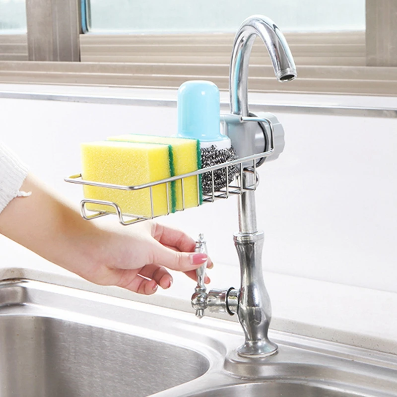 

Stainless Steel Faucet Rack Kitchen Faucet Sink Storage Rack Drain Basket Shower Rod Rack Kitchen Bathroom Accessories