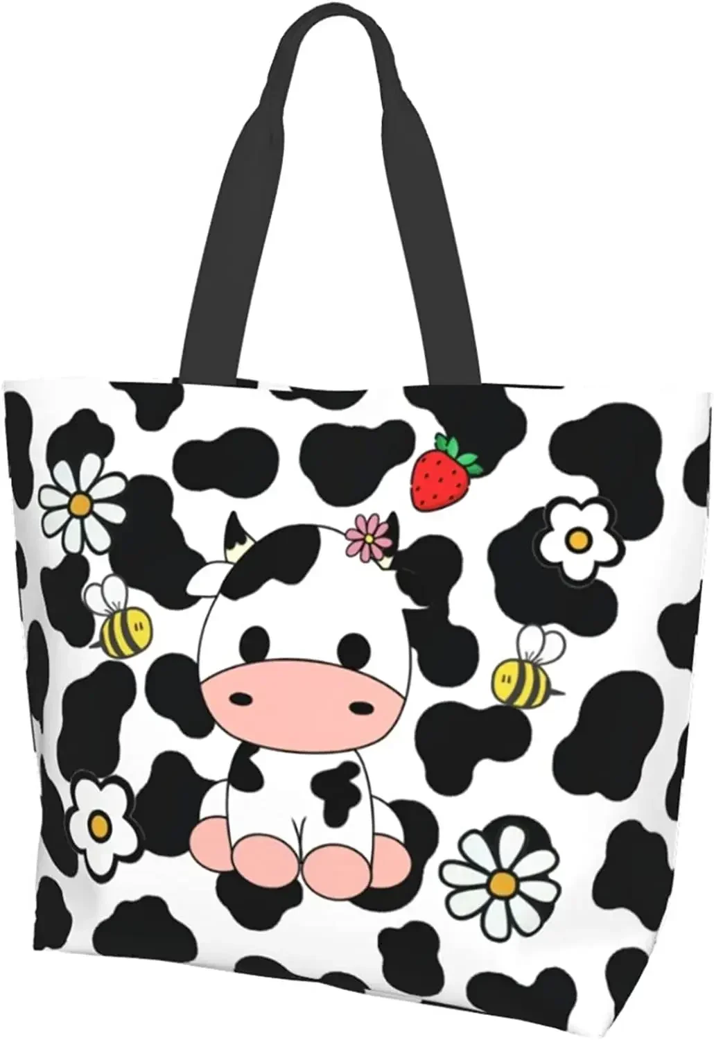 

Tote Bag for Women Reusable Grocery Bags Cow Cute Tote Bags Aesthetic Shopping Bag Large Casual Handbag Washable Shoulder Bags