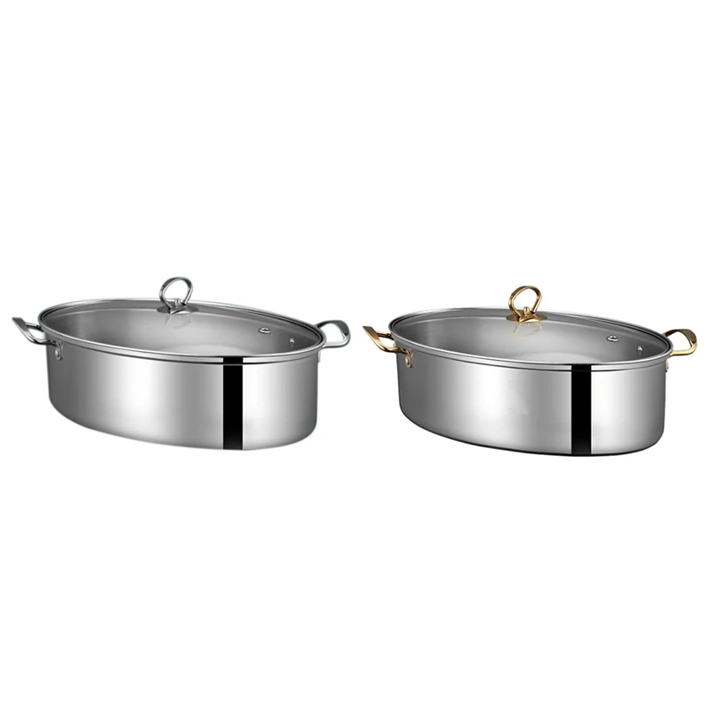

Steamer Household Oval Fish Steamer with Steaming Grid Pot Soup Pot Pasta Pot
